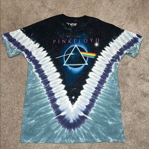 Liquid Blue Pink Floyd Black Cotton T-Shirt Tie Dye size 2XL